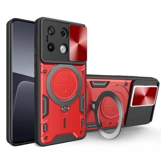 For Xiaomi Redmi Note 13 Pro 5G CD Texture Sliding Camshield Magnetic Holder Phone Case(Red) - Note 13 Pro Cases by buy2fix | Online Shopping UK | buy2fix