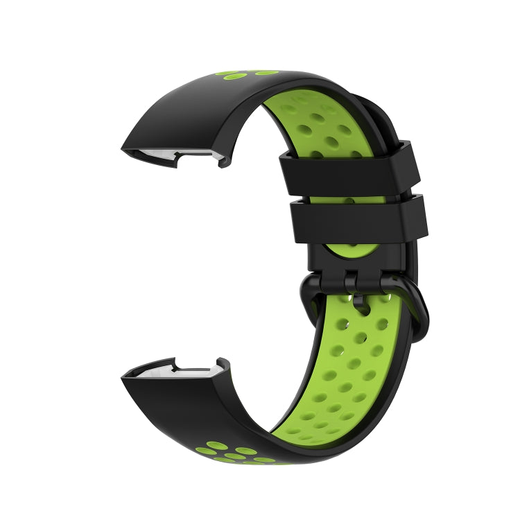 For Fitbit Charge 4 / Charge 3 / Charge 3 SE Watch Button Two Colors Silicone Replacement Strap Watchband(Black Lime) - Watch Bands by buy2fix | Online Shopping UK | buy2fix