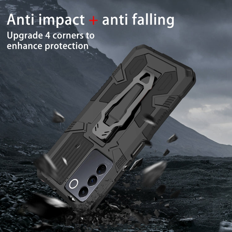 For vivo V27e Armor Warrior Shockproof PC + TPU Phone Case(Black) - vivo Cases by buy2fix | Online Shopping UK | buy2fix