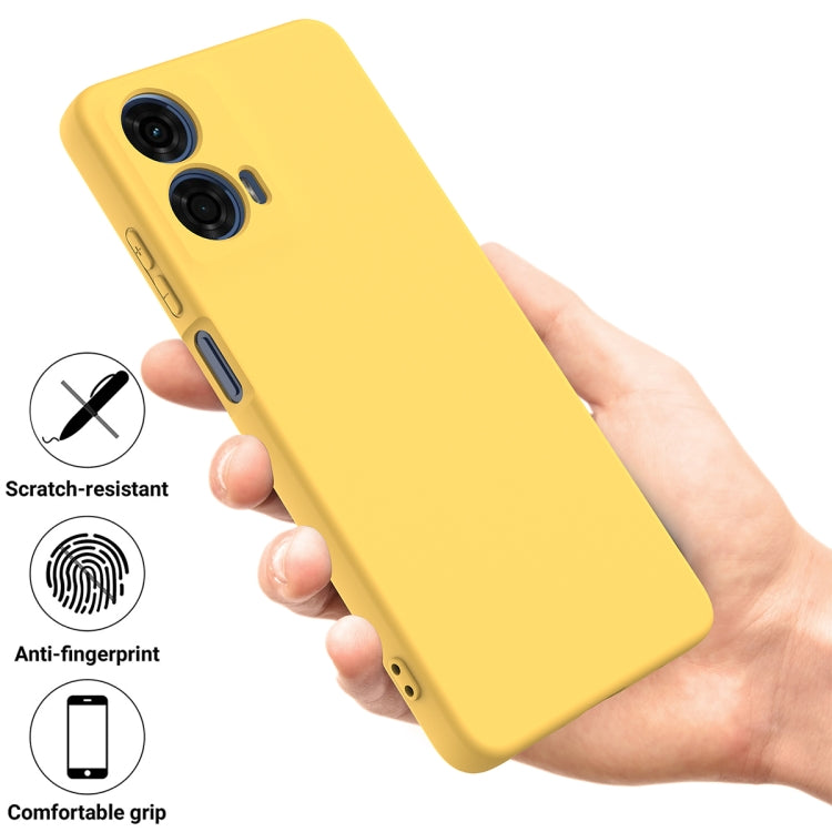 For Motorola Moto G24 Power Pure Color Liquid Silicone Shockproof Phone Case(Yellow) - Motorola Cases by buy2fix | Online Shopping UK | buy2fix