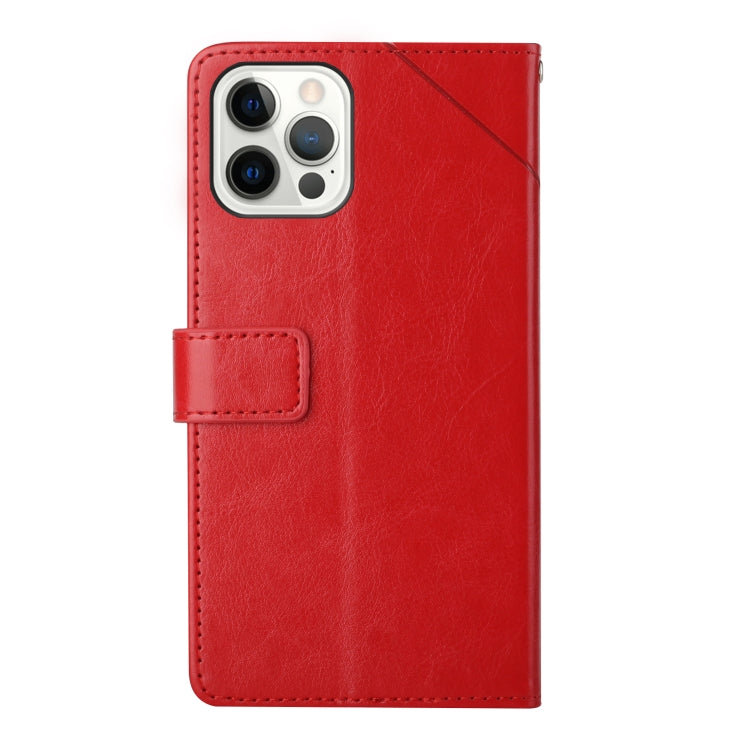 For iPhone 16 Pro HT01 Y-shaped Pattern Flip Leather Phone Case(Red) - iPhone 16 Pro Cases by buy2fix | Online Shopping UK | buy2fix