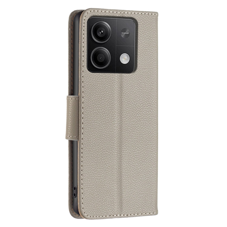 For Xiaomi Redmi Note 13 4G Global Litchi Texture Pure Color Leather Phone Case(Grey) - Note 13 Cases by buy2fix | Online Shopping UK | buy2fix