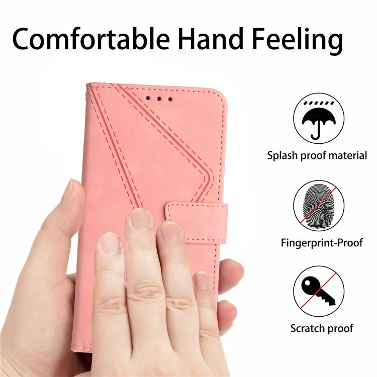 For iPhone 16 Pro Max Stitching Embossed Leather Phone Case(Pink) - iPhone 16 Pro Max Cases by buy2fix | Online Shopping UK | buy2fix