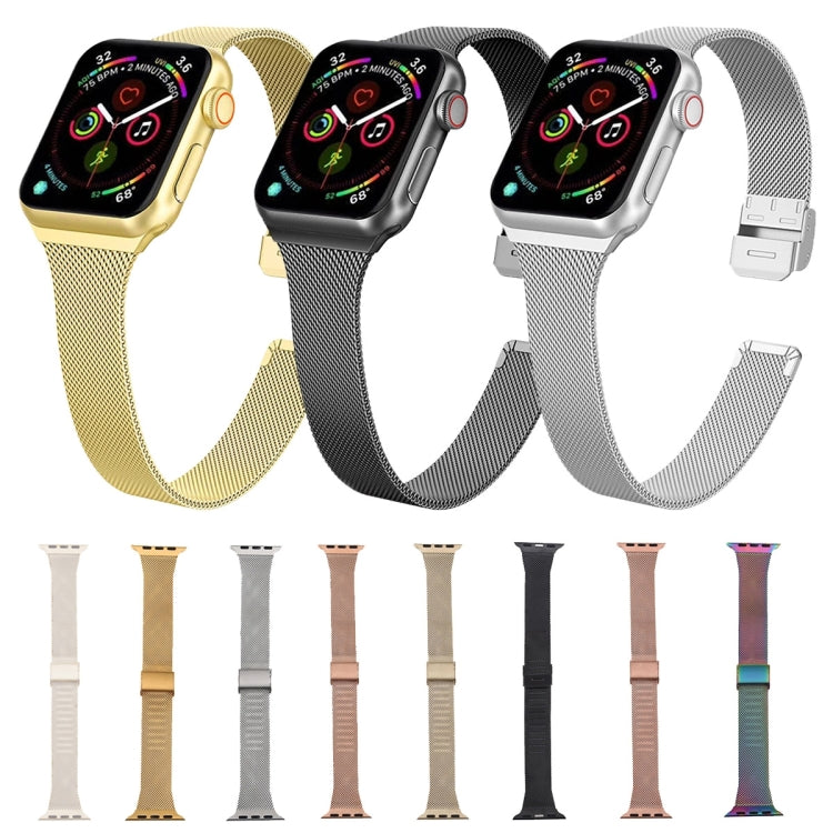 For Apple Watch Series 9&8&7 41mm / SE 3&SE 2&6&SE&5&4 40mm / 3&2&1 38mm Milanese Stainless Steel Watch Band(Rose Pink) - Watch Bands by buy2fix | Online Shopping UK | buy2fix