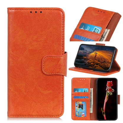 For iPhone 16 Plus Nappa Texture Leather Case(Orange) - iPhone 16 Plus Cases by buy2fix | Online Shopping UK | buy2fix