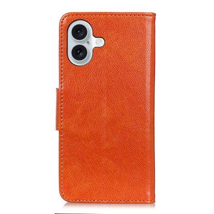 For iPhone 16 Plus Nappa Texture Leather Case(Orange) - iPhone 16 Plus Cases by buy2fix | Online Shopping UK | buy2fix