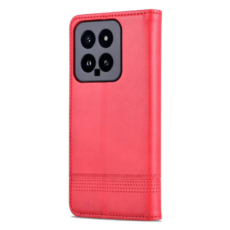 For Xiaomi 14 AZNS Magnetic Calf Texture Flip Leather Phone Case(Red) - 14 Cases by AZNS | Online Shopping UK | buy2fix