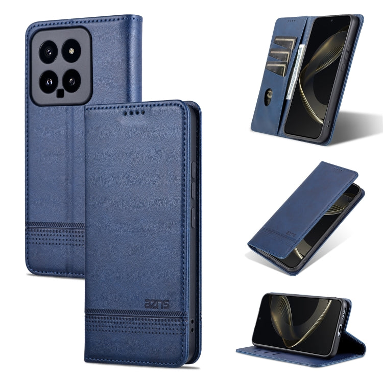 For Xiaomi 14 AZNS Magnetic Calf Texture Flip Leather Phone Case(Dark Blue) - 14 Cases by AZNS | Online Shopping UK | buy2fix