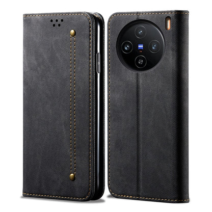 For vivo X100 Pro Denim Texture Flip Leather Phone Case(Black) - X100 Pro Cases by imak | Online Shopping UK | buy2fix