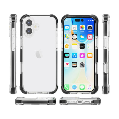 For iPhone 16 Four-corner Shockproof TPU + Acrylic Phone Case(Black + Transparent) - iPhone 16 Cases by buy2fix | Online Shopping UK | buy2fix