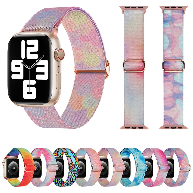 For Apple Watch Ultra 49mm Painted Pattern Nylon Replacement Watch Band(Geometric Rainbow) - Watch Bands by buy2fix | Online Shopping UK | buy2fix