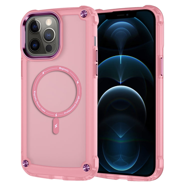 For iPhone 12 Pro Max Skin Feel TPU + PC MagSafe Magnetic Phone Case(Transparent Pink) - iPhone 12 Pro Max Cases by buy2fix | Online Shopping UK | buy2fix