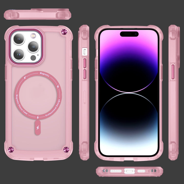 For iPhone 12 Pro Max Skin Feel TPU + PC MagSafe Magnetic Phone Case(Transparent Pink) - iPhone 12 Pro Max Cases by buy2fix | Online Shopping UK | buy2fix