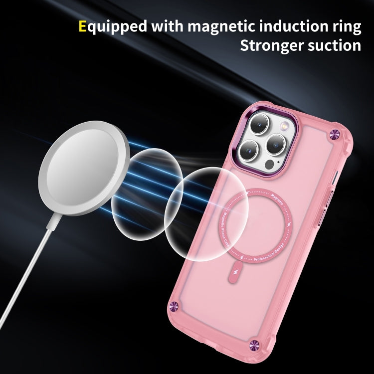 For iPhone 16 Pro Max Skin Feel TPU + PC MagSafe Magnetic Phone Case(Transparent Pink) - iPhone 16 Pro Max Cases by buy2fix | Online Shopping UK | buy2fix