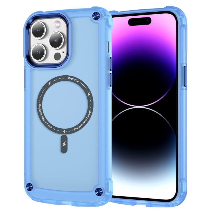 For iPhone 16 Pro Skin Feel TPU + PC MagSafe Magnetic Phone Case(Transparent Blue) - iPhone 16 Pro Cases by buy2fix | Online Shopping UK | buy2fix