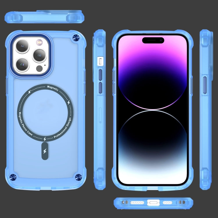 For iPhone 16 Pro Skin Feel TPU + PC MagSafe Magnetic Phone Case(Transparent Blue) - iPhone 16 Pro Cases by buy2fix | Online Shopping UK | buy2fix