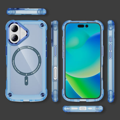 For iPhone 16 Skin Feel TPU + PC MagSafe Magnetic Phone Case(Transparent Blue) - iPhone 16 Cases by buy2fix | Online Shopping UK | buy2fix