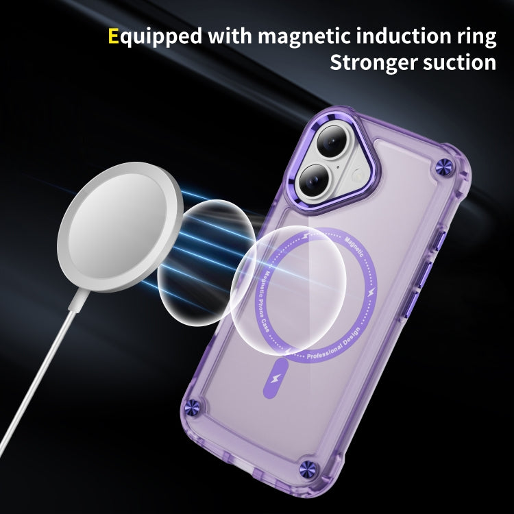 For iPhone 16 Skin Feel TPU + PC MagSafe Magnetic Phone Case(Transparent Purple) - iPhone 16 Cases by buy2fix | Online Shopping UK | buy2fix