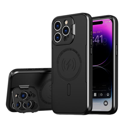 For iPhone 15 Pro Max MagSafe Magnetic Invisible Camera Holder Phone Case(Black) - iPhone 15 Pro Max Cases by buy2fix | Online Shopping UK | buy2fix