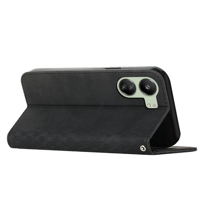 For Xiaomi Redmi 13C Diamond Splicing Skin Feel Magnetic Leather Phone Case(Black) - 13C Cases by buy2fix | Online Shopping UK | buy2fix