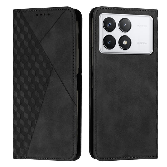 For Xiaomi Redmi K70 / K70 Pro Diamond Splicing Skin Feel Magnetic Leather Phone Case(Black) - K70 Pro Cases by buy2fix | Online Shopping UK | buy2fix