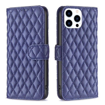 For iPhone 16 Pro Diamond Lattice Wallet Flip Leather Phone Case(Blue) - iPhone 16 Pro Cases by buy2fix | Online Shopping UK | buy2fix