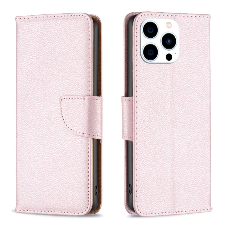 For iPhone 16 Pro Litchi Texture Pure Color Flip Leather Phone Case(Rose Gold) - iPhone 16 Pro Cases by buy2fix | Online Shopping UK | buy2fix