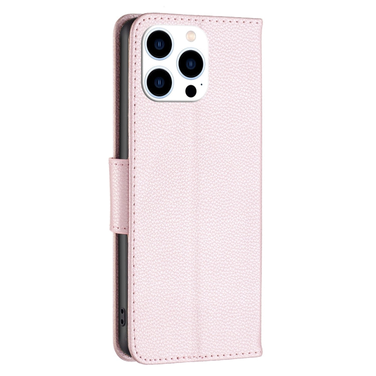 For iPhone 16 Pro Litchi Texture Pure Color Flip Leather Phone Case(Rose Gold) - iPhone 16 Pro Cases by buy2fix | Online Shopping UK | buy2fix