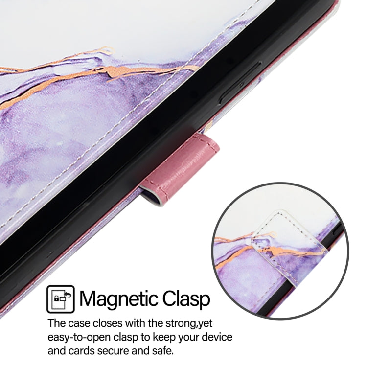 For iPhone 16 PT003 Marble Pattern Flip Leather Phone Case(White Purple LS006) - iPhone 16 Cases by buy2fix | Online Shopping UK | buy2fix