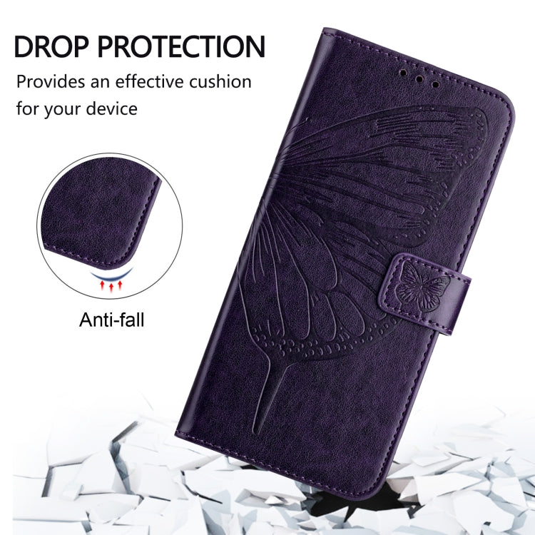 For iPhone SE 2024 Embossed Butterfly Leather Phone Case(Dark Purple) - More iPhone Cases by buy2fix | Online Shopping UK | buy2fix