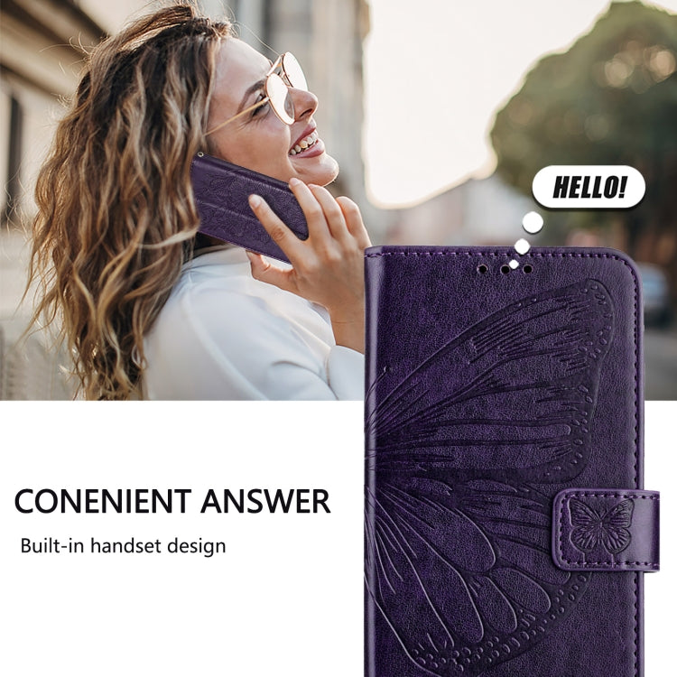 For iPhone SE 2024 Embossed Butterfly Leather Phone Case(Dark Purple) - More iPhone Cases by buy2fix | Online Shopping UK | buy2fix