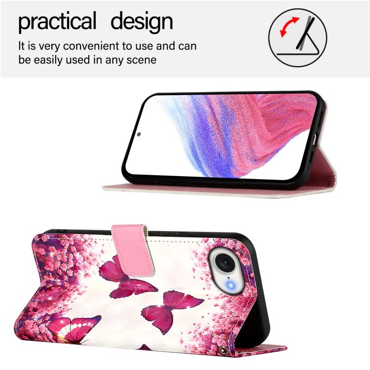 For iPhone SE 2024 3D Painting Horizontal Flip Leather Phone Case(Rose Butterfly) - More iPhone Cases by buy2fix | Online Shopping UK | buy2fix