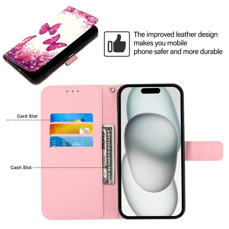 For iPhone SE 2024 3D Painting Horizontal Flip Leather Phone Case(Rose Butterfly) - More iPhone Cases by buy2fix | Online Shopping UK | buy2fix