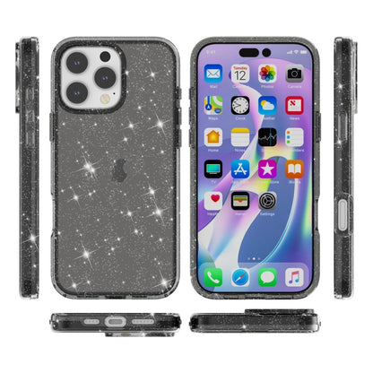 For iPhone 16 Pro Shockproof Terminator Glitter Powder Phone Case(Black) - iPhone 16 Pro Cases by buy2fix | Online Shopping UK | buy2fix