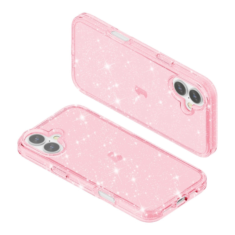 For iPhone 16 Plus Shockproof Terminator Glitter Powder Phone Case(Pink) - iPhone 16 Plus Cases by buy2fix | Online Shopping UK | buy2fix