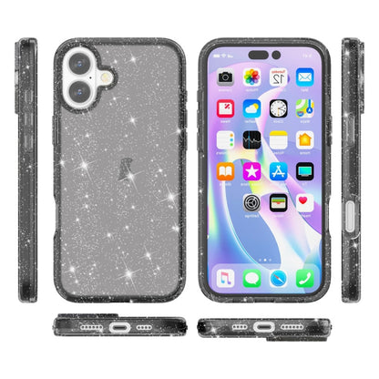 For iPhone 16 Plus Shockproof Terminator Glitter Powder Phone Case(Black) - iPhone 16 Plus Cases by buy2fix | Online Shopping UK | buy2fix