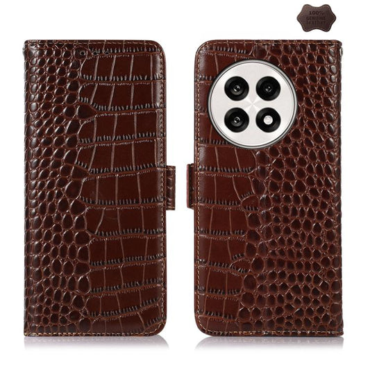 For OnePlus Ace 5 Pro / Ace 5 Crocodile Top Layer Cowhide Leather Phone Case(Brown) - OnePlus Cases by buy2fix | Online Shopping UK | buy2fix