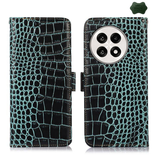 For OnePlus Ace 5 Pro / Ace 5 Crocodile Top Layer Cowhide Leather Phone Case(Green) - OnePlus Cases by buy2fix | Online Shopping UK | buy2fix