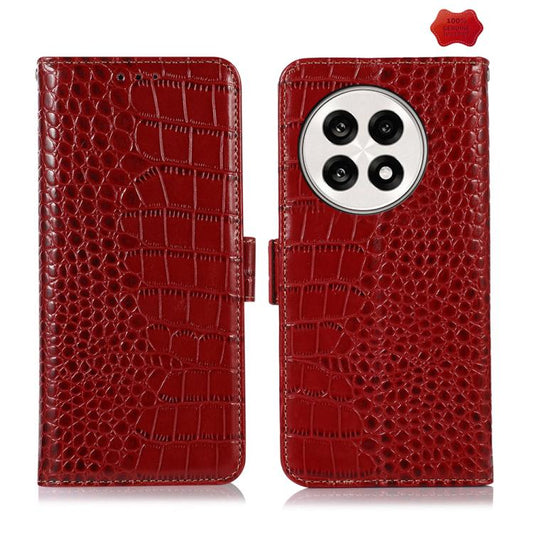 For OnePlus Ace 5 Pro / Ace 5 Crocodile Top Layer Cowhide Leather Phone Case(Red) - OnePlus Cases by buy2fix | Online Shopping UK | buy2fix