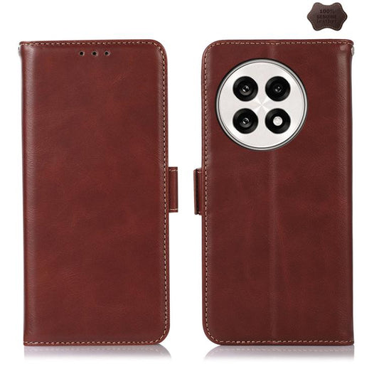 For OnePlus Ace 5 Pro / Ace 5 Magnetic Crazy Horse Texture Genuine Leather RFID Phone Case(Brown) - OnePlus Cases by buy2fix | Online Shopping UK | buy2fix