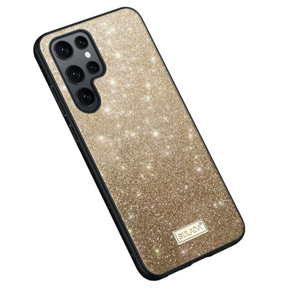 For Samsung Galaxy S24 Ultra 5G SULADA Glittery TPU + Handmade Leather Phone Case(Gold) - Galaxy S24 Ultra 5G Cases by SULADA | Online Shopping UK | buy2fix