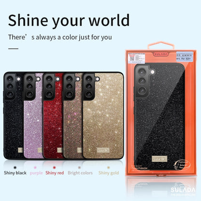 For Samsung Galaxy S24 Ultra 5G SULADA Glittery TPU + Handmade Leather Phone Case(Gold) - Galaxy S24 Ultra 5G Cases by SULADA | Online Shopping UK | buy2fix