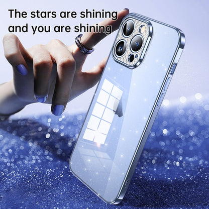 For iPhone 15 Pro Max SULADA Electroplated Transparent Glittery TPU Phone Case(Blue) - iPhone 15 Pro Max Cases by SULADA | Online Shopping UK | buy2fix