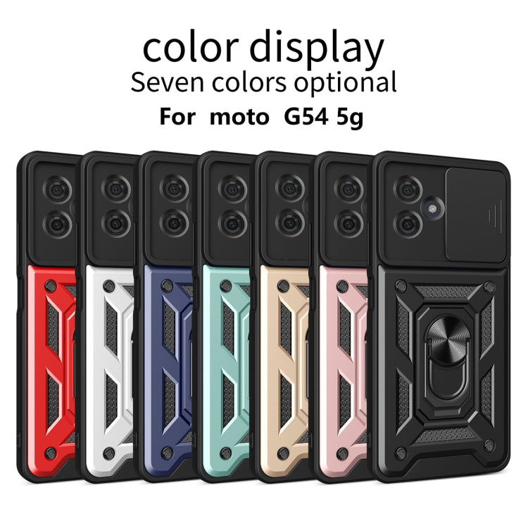 For Motorola Moto G54 5G EU Sliding Camera Cover Design TPU Hybrid PC Phone Case(Gold) - Motorola Cases by buy2fix | Online Shopping UK | buy2fix