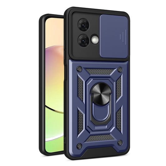 For Motorola Moto G84 Sliding Camera Cover Design TPU Hybrid PC Phone Case(Blue) - Motorola Cases by buy2fix | Online Shopping UK | buy2fix