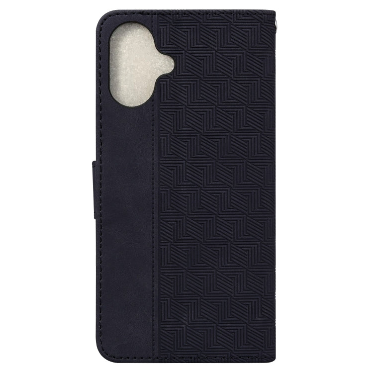 For iPhone 16 Geometric Embossed Leather Phone Case(Black) - iPhone 16 Cases by buy2fix | Online Shopping UK | buy2fix