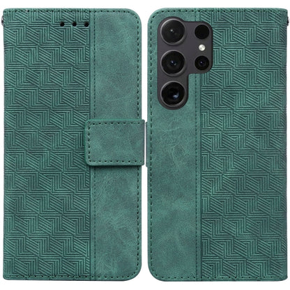 For Samsung Galaxy S24 Ultra 5G Geometric Embossed Leather Phone Case(Green) - Galaxy S24 Ultra 5G Cases by buy2fix | Online Shopping UK | buy2fix