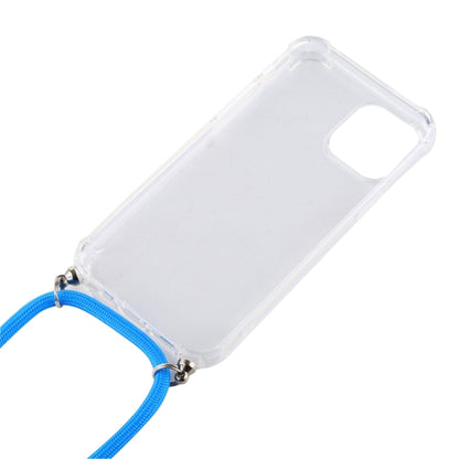 For iPhone 16 Pro Max Four-Corner Shockproof Transparent TPU Case with Lanyard(Blue) - iPhone 16 Pro Max Cases by buy2fix | Online Shopping UK | buy2fix