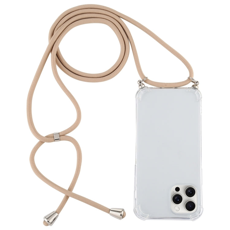 For iPhone 16 Pro Four-Corner Shockproof Transparent TPU Case with Lanyard(Gold) - iPhone 16 Pro Cases by buy2fix | Online Shopping UK | buy2fix