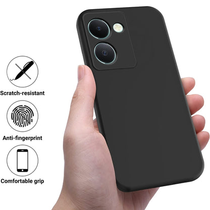 For vivo Y36 5G Pure Color Liquid Silicone Shockproof Phone Case(Black) - vivo Cases by buy2fix | Online Shopping UK | buy2fix